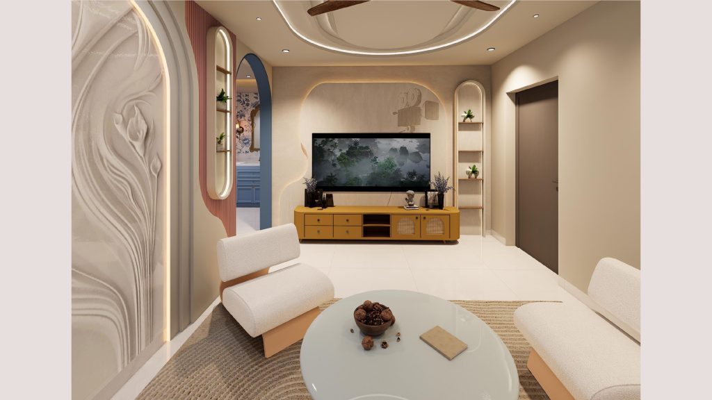 Apartment living room interior design in hyderabad